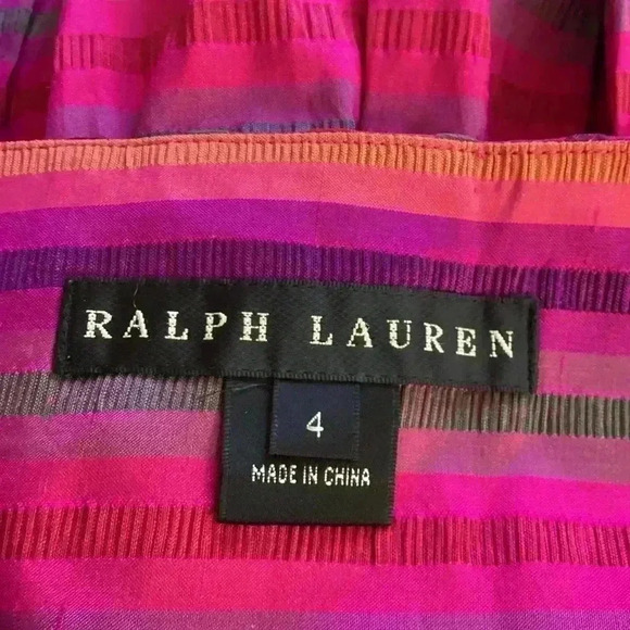 Ralph Lauren Skirt 4 RL Black Label/Midi Skirt/Pink & Purple Striped Silk/Tiered - Picture 4 of 11